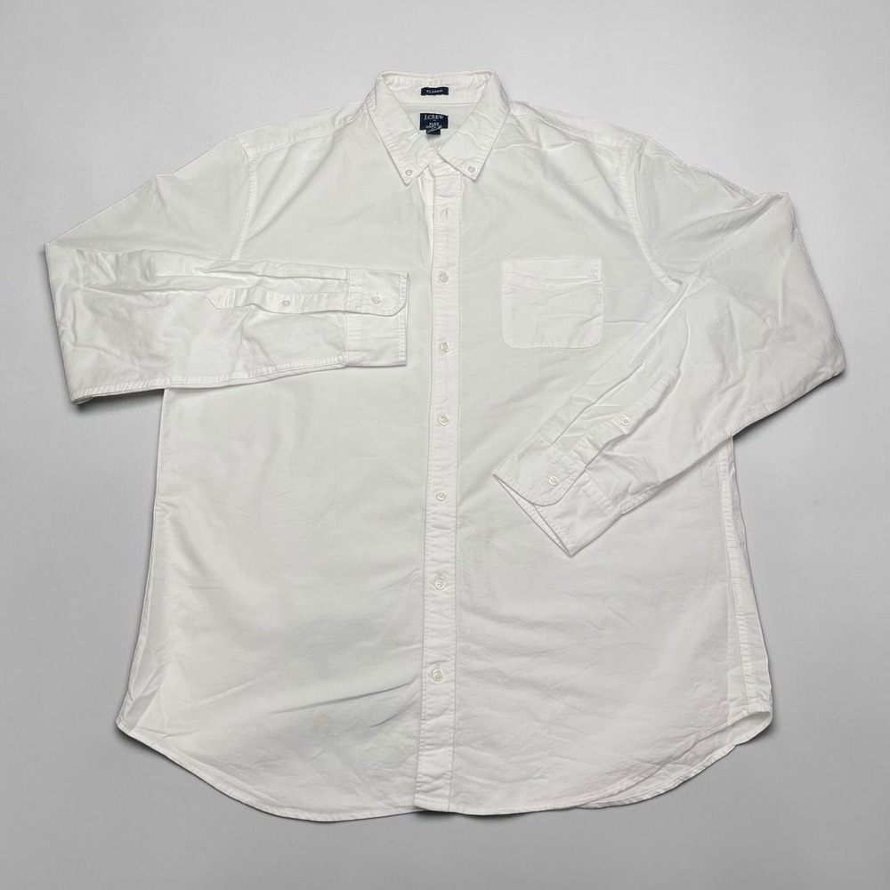 NEW J.Crew Flex Oxford Shirt Mens XL Tall‎ White Classic Fit Button Down K8186